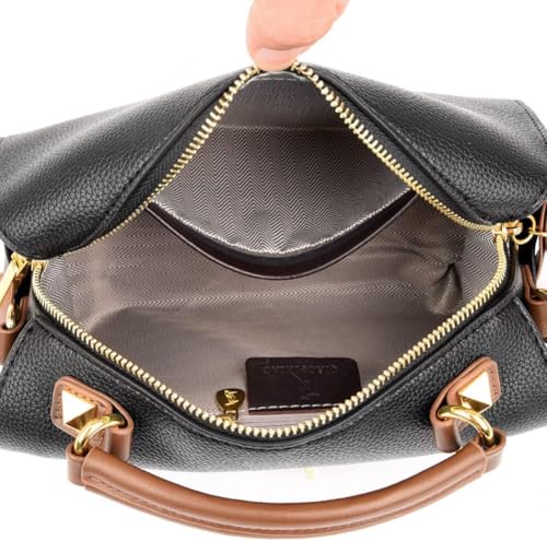 Mn&Sue Barrel Purses for Women Medium Size Leather Handbag Ladies Satchel Fashion Crossbody Bags with Convertible Strap3