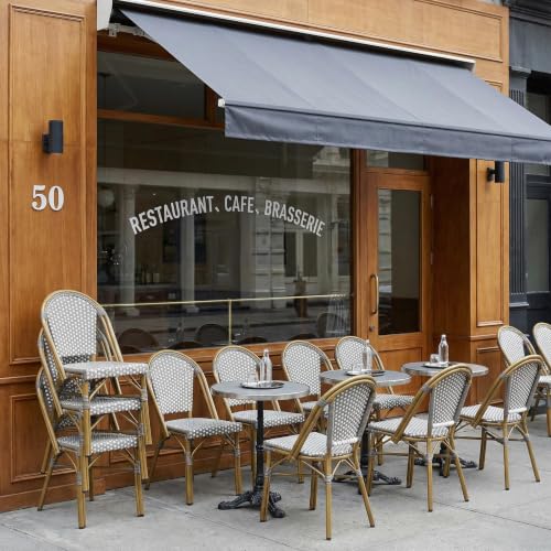 Image of PURPLE LEAF Outdoor French Bistro Chairs Set of 2, Bamboo Finish, Gray