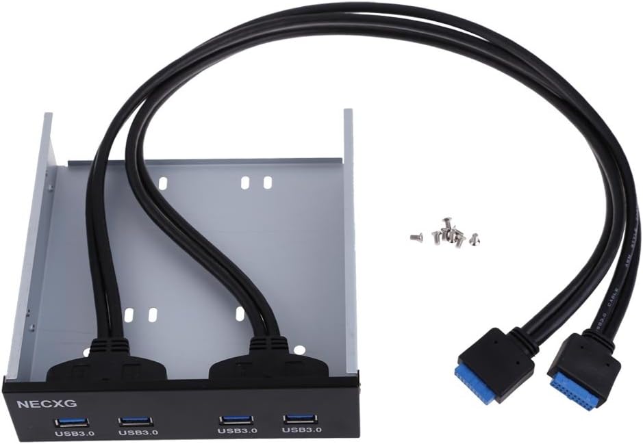 Vktech 5.25 inch USB 3.0 Front Panel Floppy Disk Bay 4 Ports Hub Bracket Cable