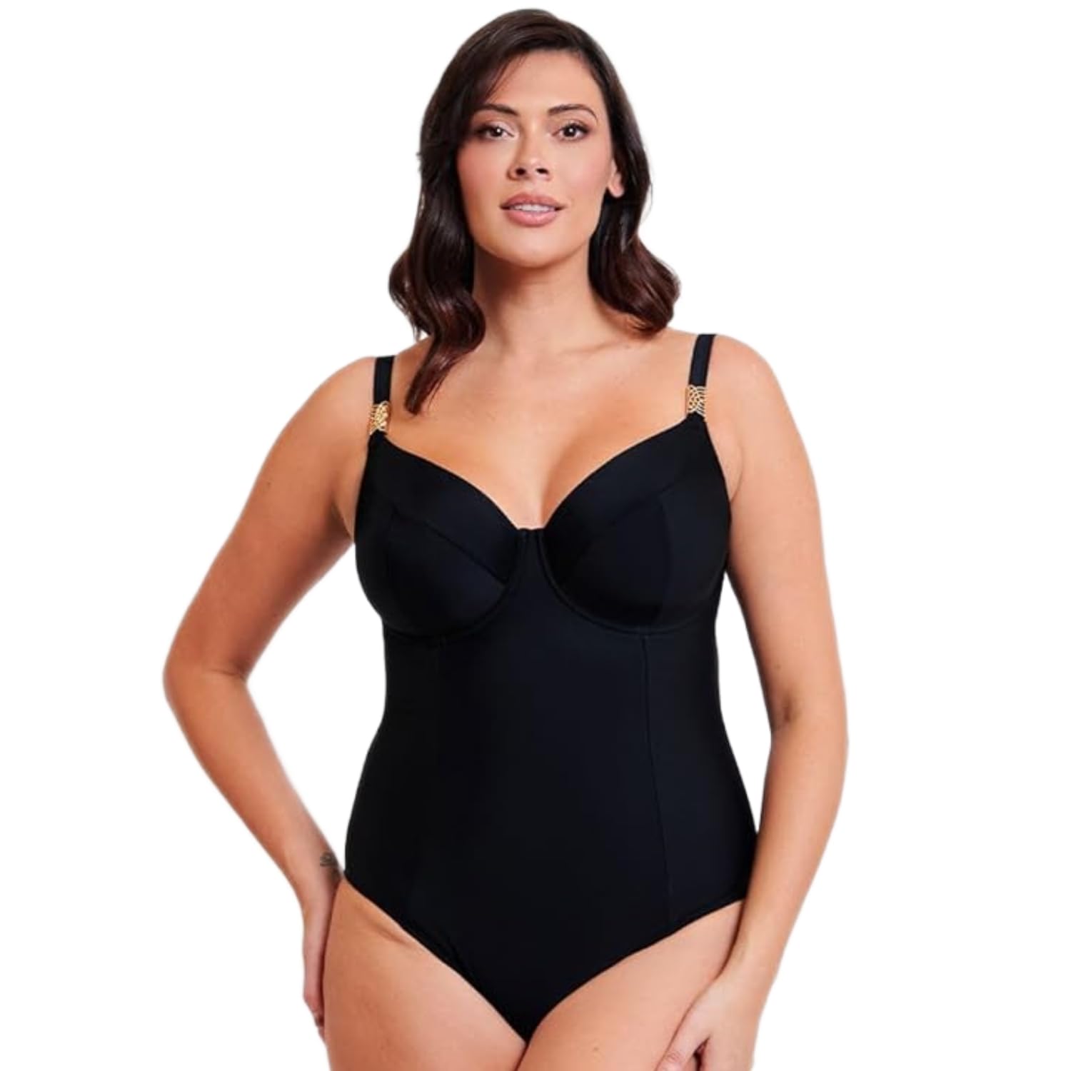 Flirtelle Women's Black Balcony Swimsuit Salento Coast Non-Padded Swimwear Size F-K