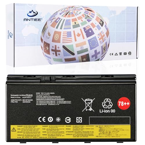 Image of ANTIEE 00HW030 SB10F46468 78++ 78+ Laptop Battery Replacement for Lenovo ThinkPad P70 20ER 20ES, ThinkPad P71 20HK Series Notebook 01AV451 4X50K14092 5B10W13950 15V 96Wh 6400mAh 8-Cell