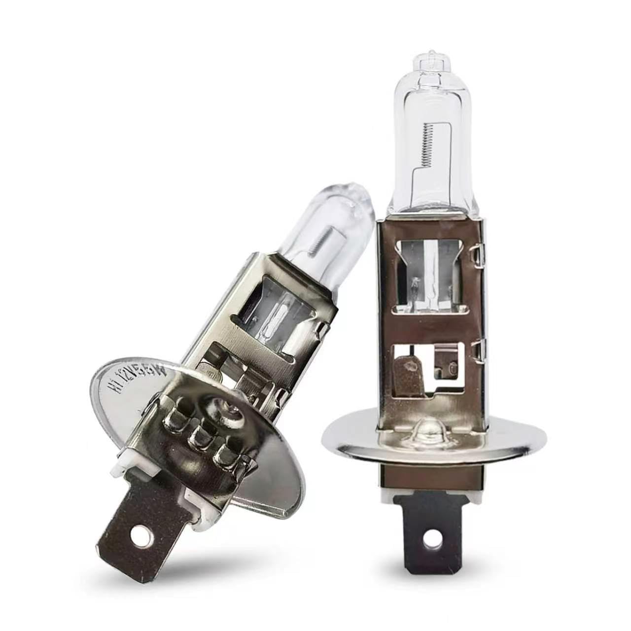 gunhunt 2 PCS Car H1-55W Halogen Bulb, 12V Quartz Lamp Ultra-bright Beam Low/High Beam Fog Light Replacement, All-in-one Plug and Play Bulb, Universal