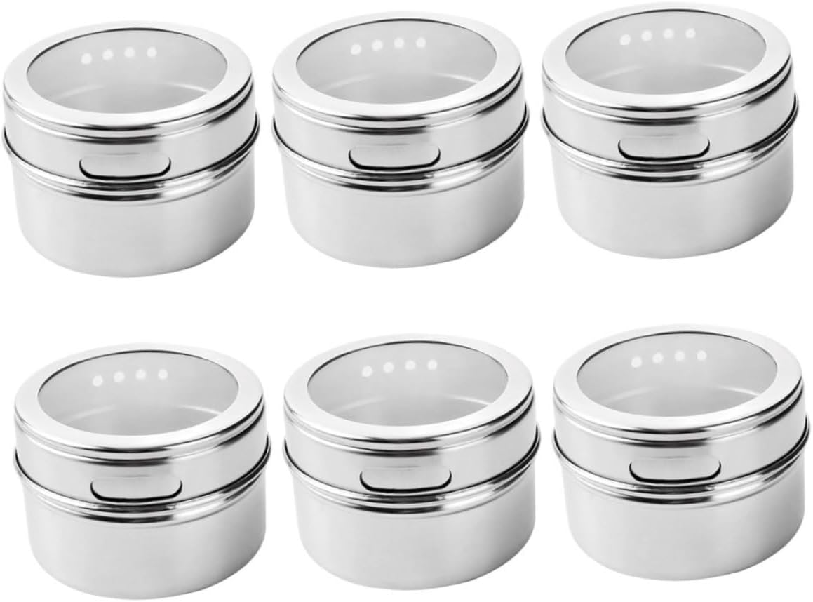PRETYZOOM 6Pcs Magnetic Spice with Translucent Design Easy Clean Shaker for Home Kitchen and Barbecue Moisture Seasoning Storage Container
