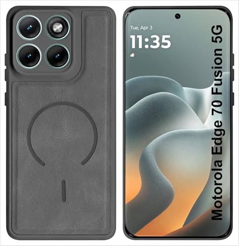 Image of SBMS Back Cover for Motorola Edge 70 Fusion 5G | Ultra Slim Soft Rubberised Hard Case | Oil Feel Soft Leather Back | Mag-Safe Design (Mag-Safe Not Support) | Camera Protection Edge 70 Fusion (Grey)