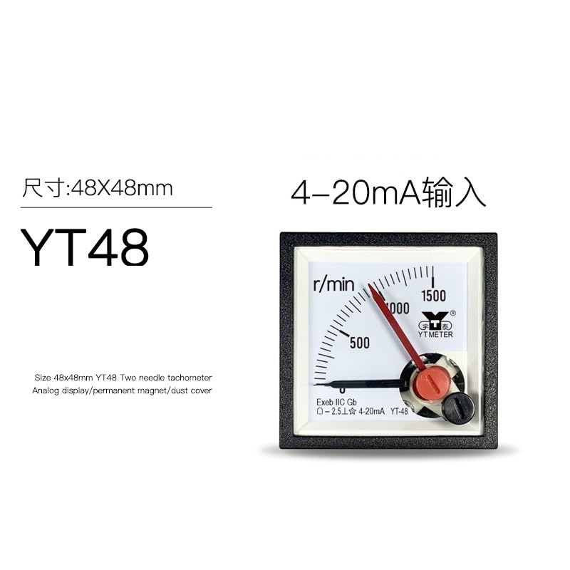 NURII CP48 Double Pin 4-20mA Tachometer 300r/min 1500rpm 3000rpm Inverter Panel YT48(3000r/min 4-20mA)