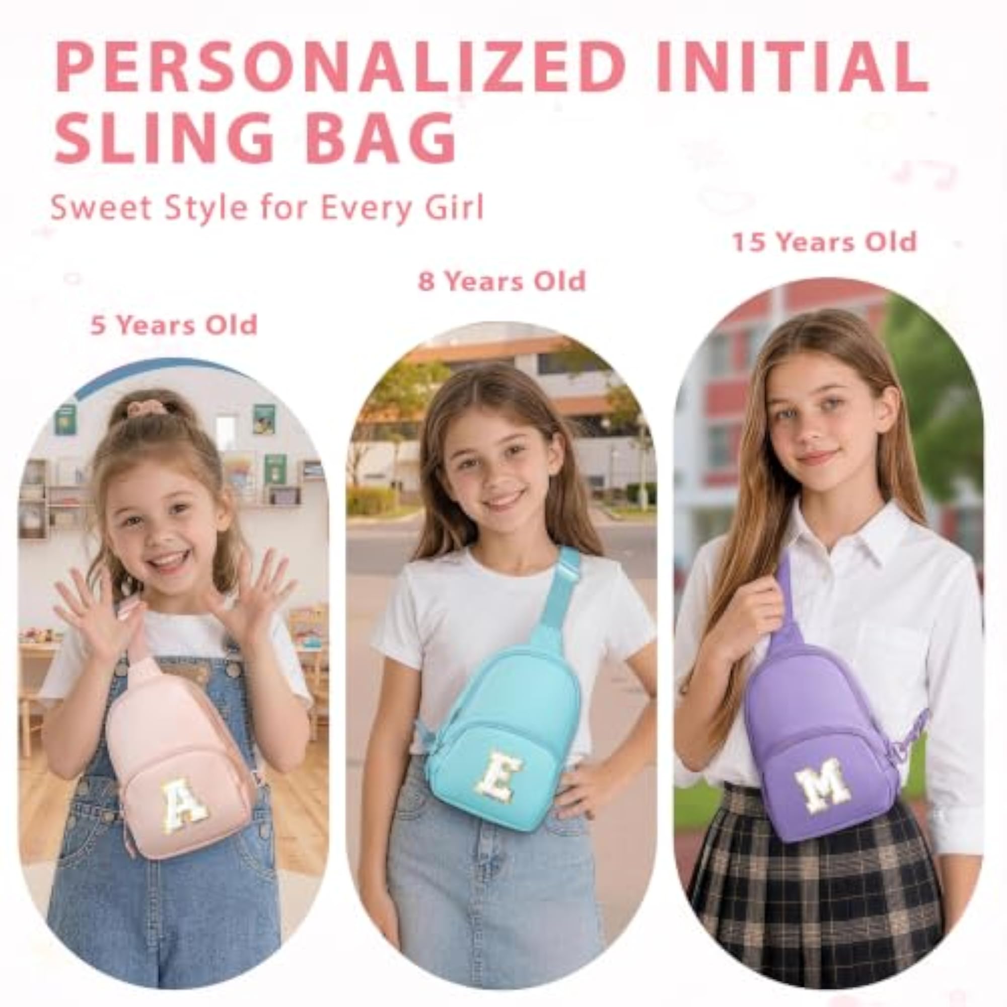 Personalized Initial Sling Bag for Teen Girls & Women