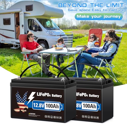 Image of 12V 100Ah LiFePO4 Lithium Battery, Group 31 Built-in 100A Smart BMS, 15000+ Deep Cycles Lithium Iron Phosphate 1280Wh Batteries Low-Temp Protection for RV, Marine Trolling Motor, Solar, Home, Off-Grid
