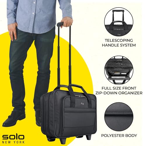 Solo New York Rolling Case with Wheels - Roller Laptop Bag, Wheeled Briefcase for Women & Men, Carry On Size for Travel, Fits 15.6" Computer - Carnegie, Black2