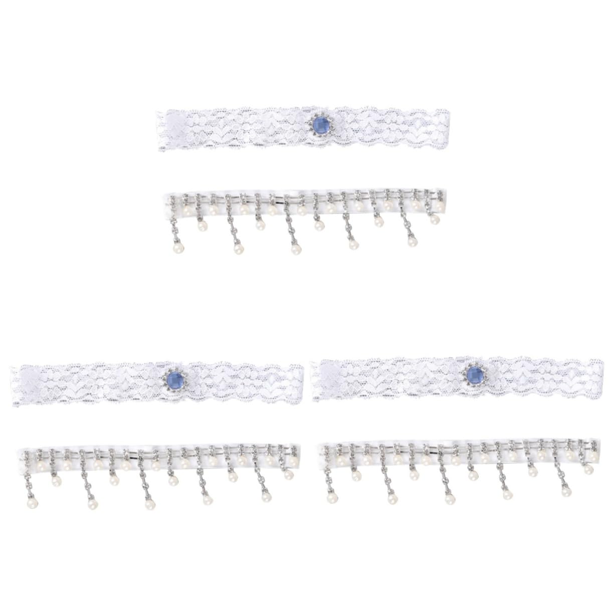 SHERCHPRY 2 Paar Strumpfgürtel für die Hochzeit Hochzeitsstrumpfbänder Blumenstrumpfband aus Spitze Ritual ritals Hochzeit Braut Strumpfband Brautstrumpfband Jahrgang Oberschenkelring Weiß