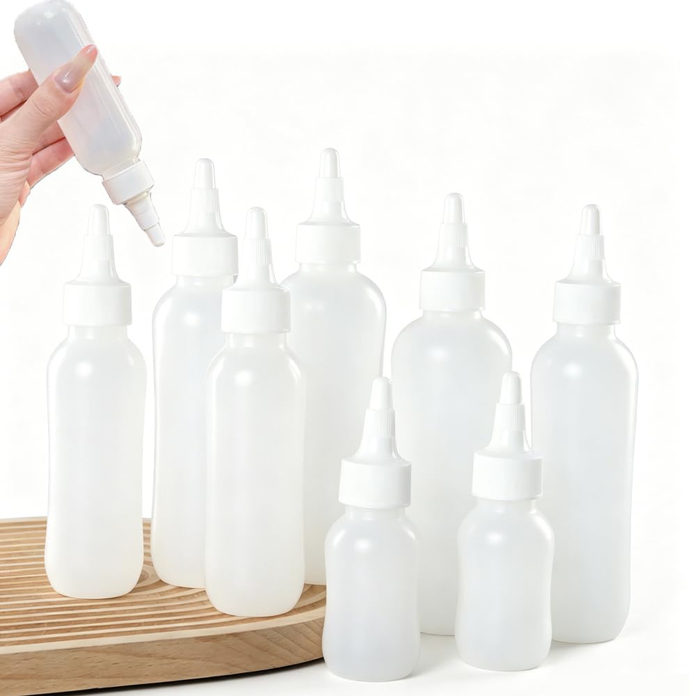 Leere Kunststoffflaschen für Kontaktlinsen, Lotion, Pflegelösung, Flüssigkeitsflaschen mit Drehverschluss für ätherisches Öl, nachfüllbar, tragbar, Reisebehälter, 50 Stück (200 ml)
