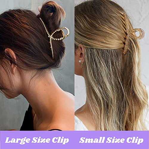 Deeka 4 Pcs Large Hair Claw Clips Metal Chain Pearl Hair Clips Gold Metal Hair Claw For Thick Long Hair Jaw Clips Hair Accessories For Women -Chain #TOP2