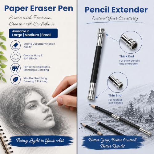 Image of Artownlar 28 Pcs Sketching Kit, Drawing Pencils Set with Graphite & Charcoal Pencils, Blending Stumps, Erasers, Pencil Extender & Art Knife, Drawing Shading Kit for Beginners & Artists