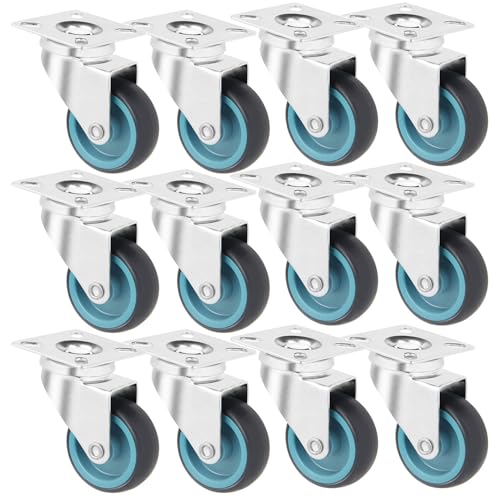 Roulettes pour Meubles 50mm Lot de 12 Pivotantes à 360° Charges Lourdes 50kg