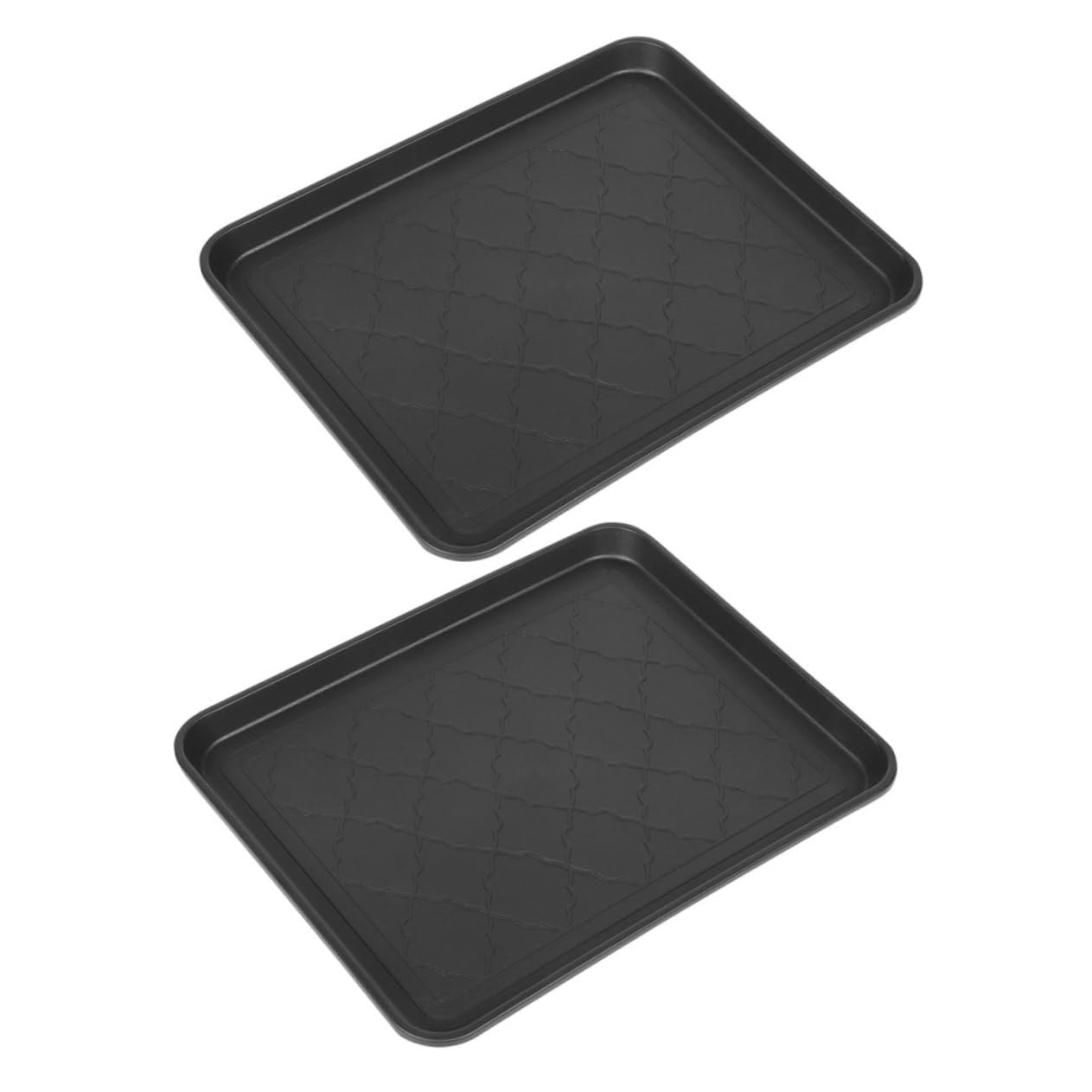 Plateaux anti-boue en PP noir pour chaussures et croquettes de chien - Lot de 2
