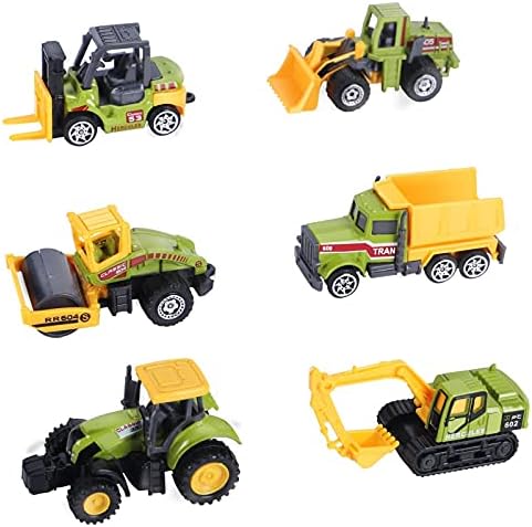 Mini Construction Trucks Toys, Small Construction Toys 6Pcs Diecast Construction Vehicles Tractor Toys Sand Cargo Vehicle Playset Forklift Roller Dump Truck Tractor Excavator Bulldozer