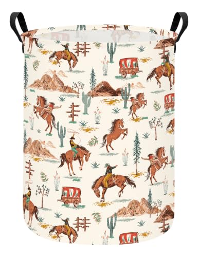 Image of Western Cowboy Fabric Storage Bin,Nursery Organizer Basket
