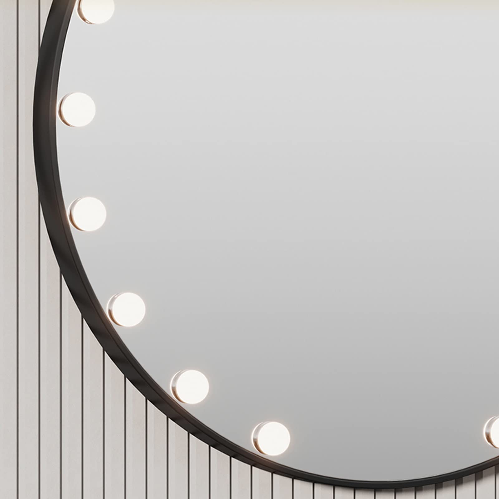 Espejo De Maquillaje Redondo, Espejo De Tocador De Pared, Espejo De Tocador con Bombilla Led, Espejo Cosmético De Tocador con Pantalla Táctil, Tres Fuentes De Luz De Col,Gold-50cm
