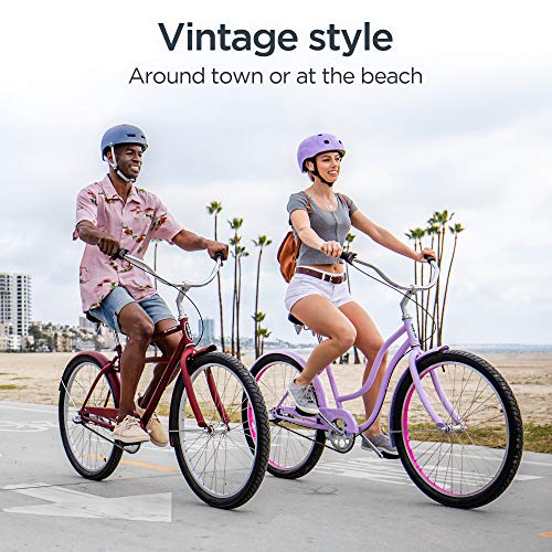 Schwinn Huron Beach Cruiser Bike for Adult, 7-Speed, Front and Rear Linear Pull Brake, 26-Inch Wheels, 17-Inch Step-Over Steel Frame, Full Front & Rear Fenders, Black by Schwinn - Image 2