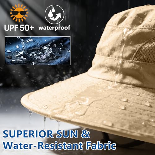 Image of ZOORON Sun Hats for Men Women Fishing Hat with Neck Flap,UPF 50+ Sun Hat Waterproof Wide Brim Bucket Hats for Safari Hiking
