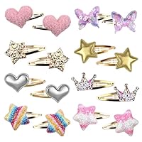 8 Pairs/16 Pack Hair Clips for Girls, Gingbiss Butterfly Metal Snap Hair Clips, Cute Girls Barrettes Heart Shaped Hair Clips Accessories for Kids