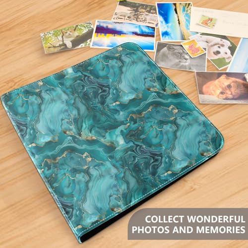 Álbum de fotos ALAZA color multicolor con cubierta de cuero sintético, diseño de tres anillos y páginas autoadhesivas para bodas, viajes y recuerdos familiares miniatura 4