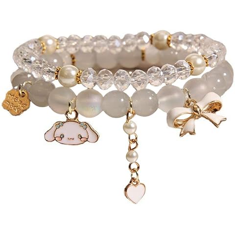 Cinnamoroll Crystal Bead Bracelet Matching Bracelet Set Cute Cartoon Elastic Beaded Anime Bracelets Anime Jewelry Accessories Christmas Stocking Stuffers for Women Bff Friendship Cover