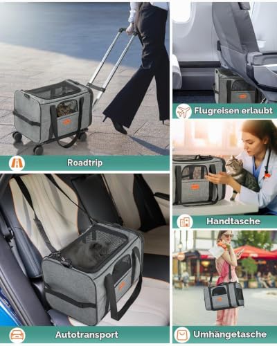 Morpilot Transporttasche für Katze mit Rollen, Faltbarer Katzentransportbox Hundetragetasche Transportbox Hund mit Trolley für kleine Hunde und Katzen - Image 2
