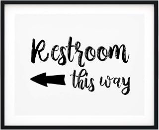 Restrooms This Way (Left Arrow) 11 x 14 UNFRAMED Print Business & Events Decor Wall Art