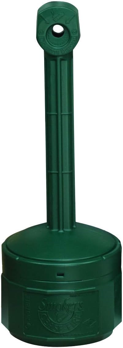 JUSTRITE Cease-Fire Poly Butt Can - 11" Dia.x30"H - 1-Gallon Capacity - Forest green