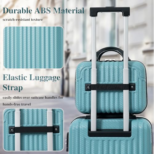 Image of Hardshell 6pcs Luggage, Lightweight Suitcase with Spinner Wheels, Ice blue