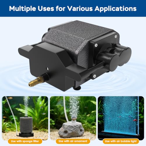Image of AquaMiracle Quiet Aquarium Air Pump 200 /317 /475GPH High Pressure Commercial Air Pump Pond Aerator Bubbler Hydroponics Air Pump Oxygen Pump