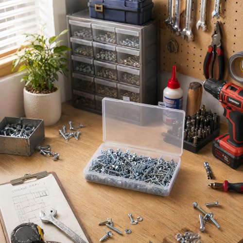Image of 4-Pack Clear Plastic Boxes with Lids for Desk Supplies