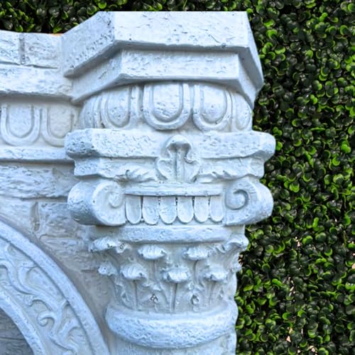 Image of XBrand 30.3 inch Solar Outdoor Wall Water Fountain with Gold Flower Maiden Statue, Cascading Antique Stone Design, Garden & Patio Waterfall Feature, Polyresin Construction, Cream White