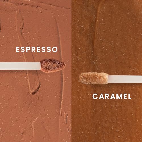 Image of Double Dip | Espresso & Caramel | Deep Bold Brown Matte Lipstick (2ml) Plus Rich Golden Glaze Buttery Finish Lip Topper (2ml) | Perfect Balance of Color & Shine
