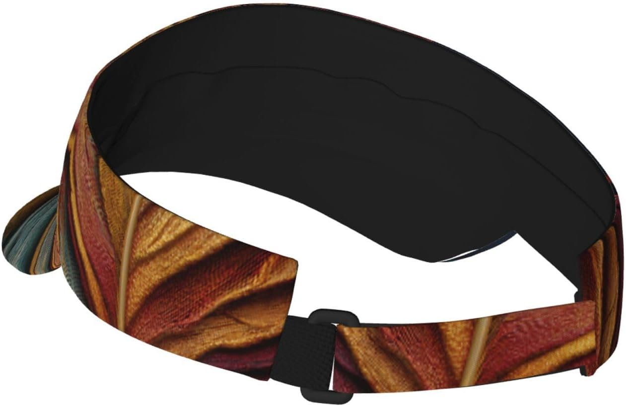 (Colorful Feather) Adult Sun Visor Hat Adjustable Open Top Sports Cap Breathable for Men Women Beach Vacation Essentials