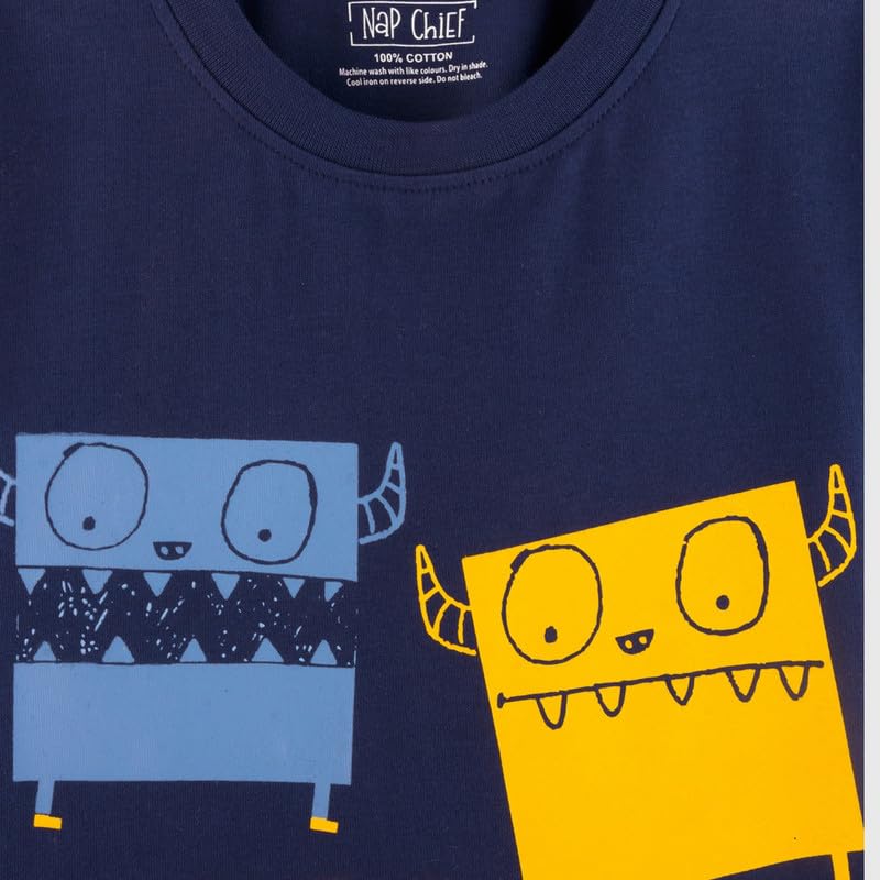Image of Nap Chief Kids Cotton Night Suit for Boys & Girls, Tshirt & Pyjama Set for Sleepwear