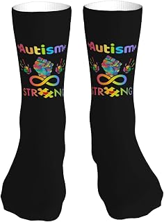 Autism Strong Socks Women Crew Sock Thick Stockings Moisture Socks Compression Running Sock 16 Inches