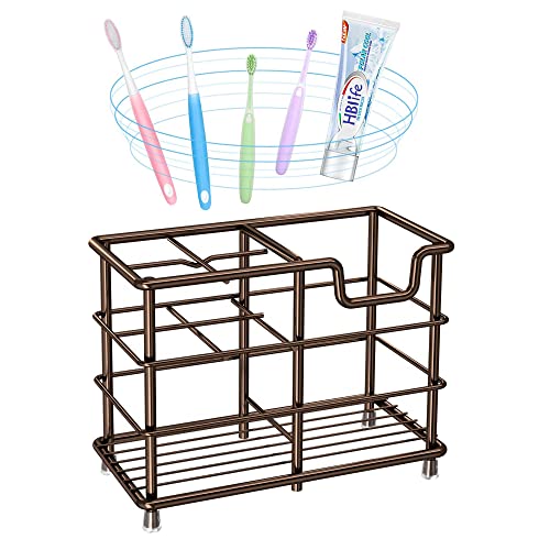 Hblife Small Toothbrush Holder For Bathroom, 5 Slots Bronze Stainless Steel Bathroom Accessories Organizer For Small Spaces #TOP3
