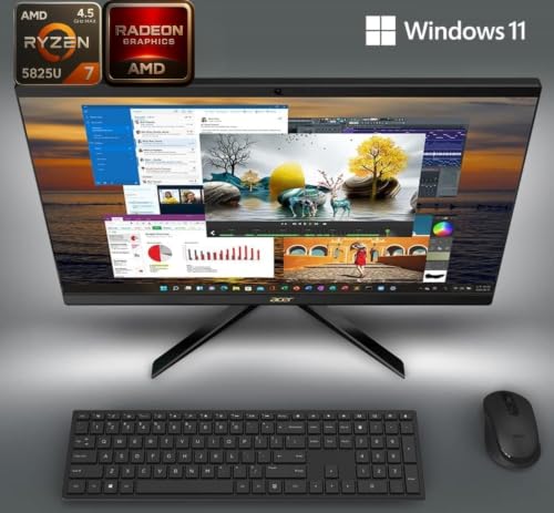 Image of Acer Aspire 27 inch IPS FHD All-in-One Desktop Computer | AMD 8-Core Ryzen 7 5825U (Up to 4.5GHz) | 120Hz Refresh Rate | 16GB RAM, 1TB SSD | WiFi 6E, Bluetooth 5.3 | Wireless KB & Mouse