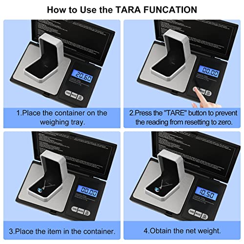 KEWUZY Taschenwaage, 500g / 0,01g Digitalwaage Grammwaage Feinwaage Goldwaage Münzwaage mit Tara Funktion 6 Wiegeeinheiten und LCD-Anzeige Digitalwaage Mit Batterien