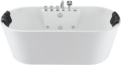 Miniatura 4 de Empava Bañera de hidromasaje independiente de 67 pulgadas ovalada con 8 chorros de agua de hidromasaje, masaje acrílico de lujo, bañera de baño de