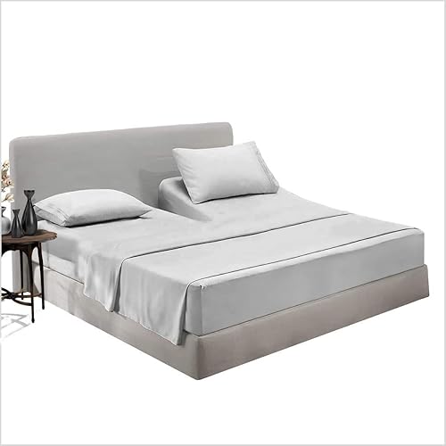 Miniatura 1 de Sábana bajera dividida superior tamaño Queen para camas con números de sueño, 100% algodón egipcio de 1000 hilos, sábana bajera dividida media