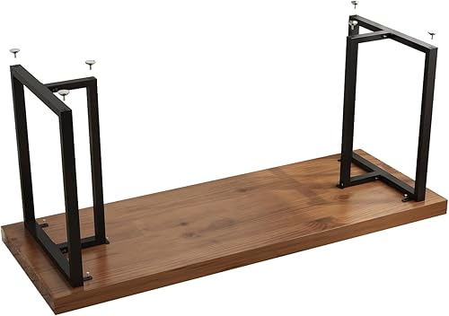 Miniatura 5 de Patas de mesa de metal negras resistentes de hierro cuadrado de metal, juego de 2 patas de escritorio de 28 pulgadas de altura de 18 pulgadas de