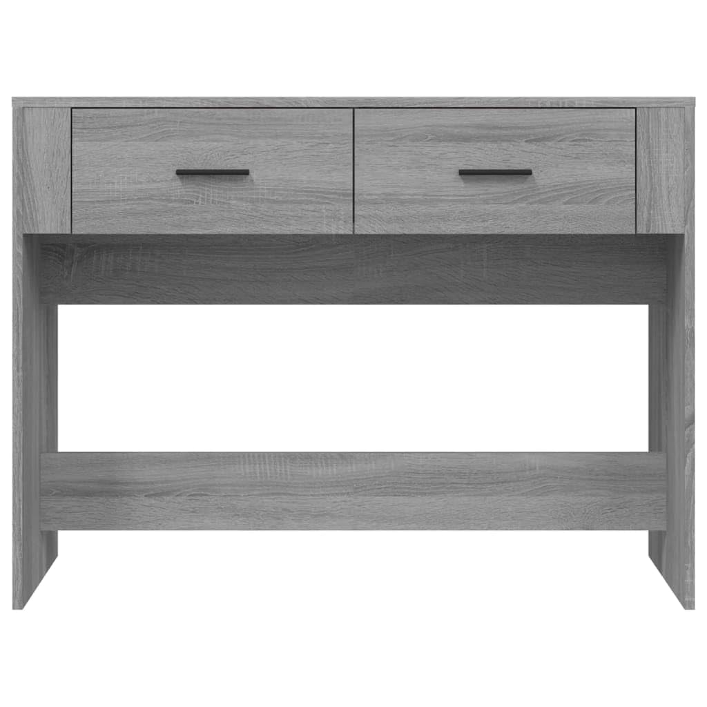 Tavolo consolle grigio Sonoma, in legno, 100 x 39 x 75 cm, con 2 cassetti, ripiano per corridoio, soggiorno, ufficio, casa, decorazione per laptop, gaming