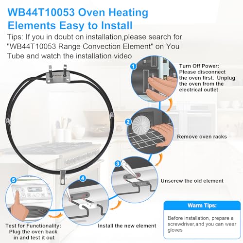 Image of UPGRADED WB44T10053 Range Convection Element Compatible with GE Kenmore Ranges Stove or Ovens Heating Elements Replacement WB44K5019 WB44T10001 WB44T10020 1087446,WB44T10053 for GE Oven Parts