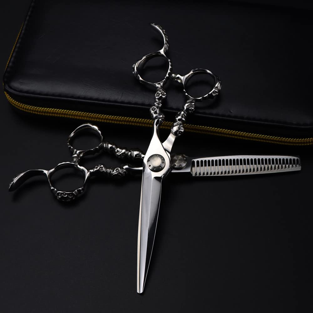 Ciseaux de coiffure professionnels Skull Mong en acier japonais 6 pouces