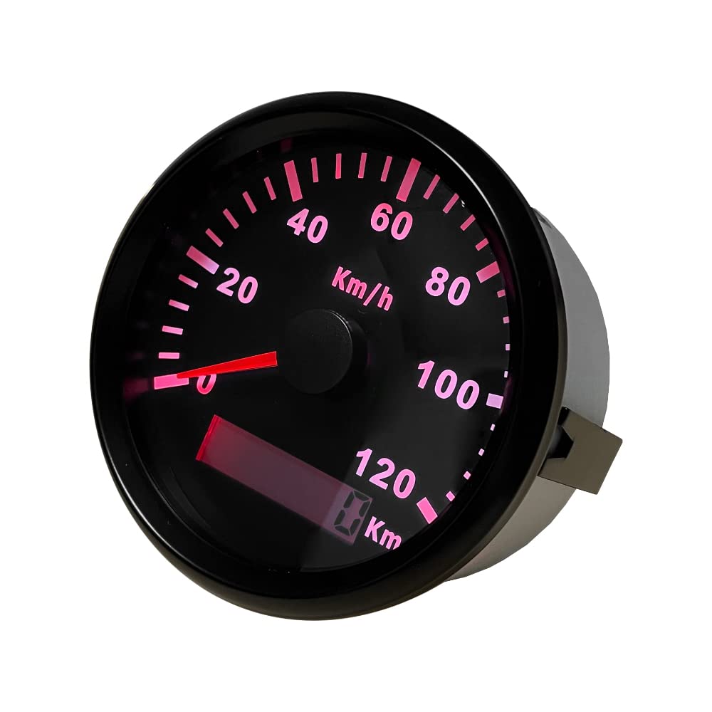 ELING Tachimetro con segnale a impulsi impermeabile da 85 mm 0-120 km/h Contachilometri Tachimetro Display Calibro 12 24 Volt per camion Furgoni Navi RV SUV