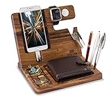 Neue Version! Massives Walnussholz. Schützen Sie Ihr Handy, Ihre Apple Watch und halten Sie Ihre täglichen Dinge griffbereit. Dieser Ständer wird zu einem auffälligen und sehr praktischen Accessoire auf Ihrem Schreibtisch oder Nachttisch. Ergonomisches und intelligentes Design macht diesen Ständer für viele Geräte geeignet.
