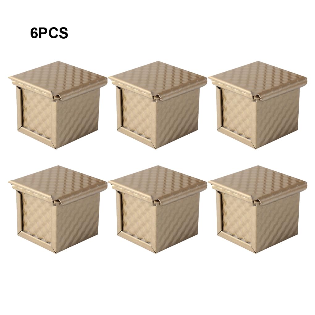 Molde para Pan Tostado Antiadherente de 6 Piezas con Tapa fácil de Limpiar Molde para Hornear Pan Resistente al Calor con Tapa de aleación de Aluminio