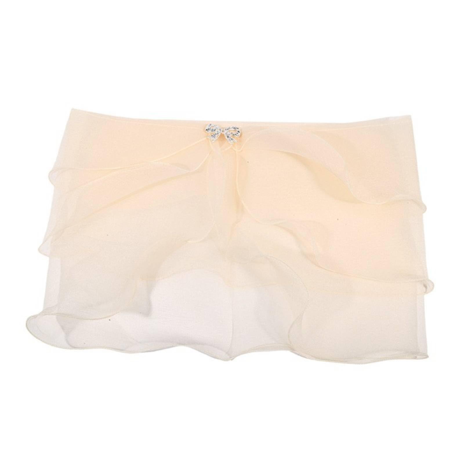 3 Tier Bridal Shawl Lightweight Wedding Dress Cover up Ruffle Border Evening Wrap Elegant Diaphanous Gauze-Like Material Stole, Champagne-image-7